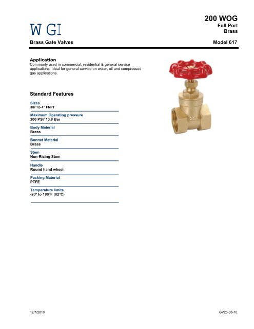 Brass Gate Valves - Western Gauge and Instruments Ltd.