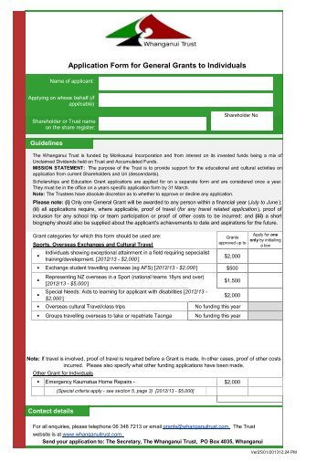 Application Form for General Grants to Individuals - Morikau