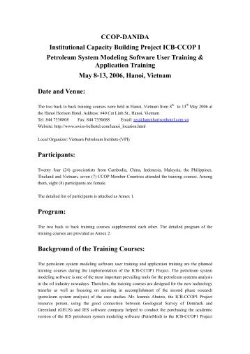 Petroleum System Modeling Software User Training ... - CCOP