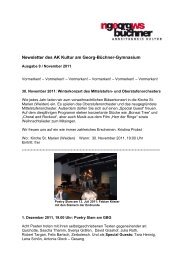 Newsletter des AK Kultur am Georg-Büchner-Gymnasium