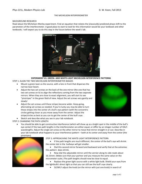 The Michelson Interferometer