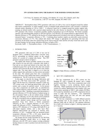 TPV GENERATORS USING THE RADIANT TUBE ... - JX Crystals