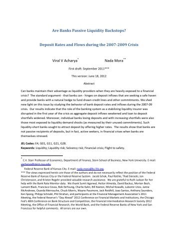 Are Banks Passive Liquidity Backstops? Deposit Rates and Flows ...