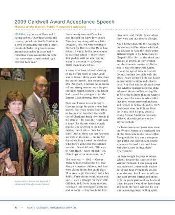 Marsha Warren's Caldwell Award Acceptance Speech