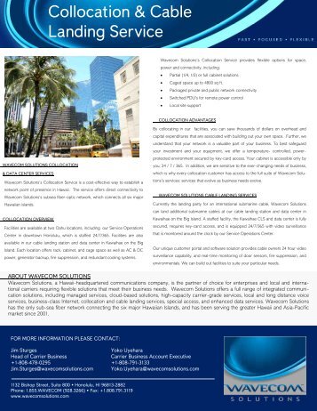 Collocation and Cable Landing Datasheet PTC2011 v002.pub