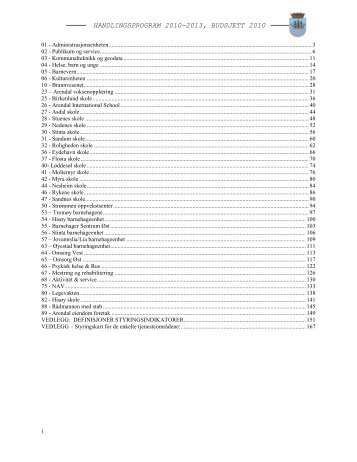handlingsprogram 2010-2013, budsjett 2010 - Arendal kommune
