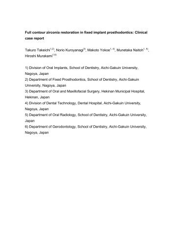 Full contour zirconia restoration in fixed implant prosthodontics ...
