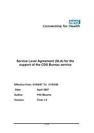 Service Level Agreement (SLA) - NHS Connecting for Health