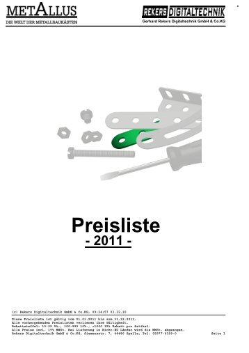 Preisliste - 2011 - Metallus