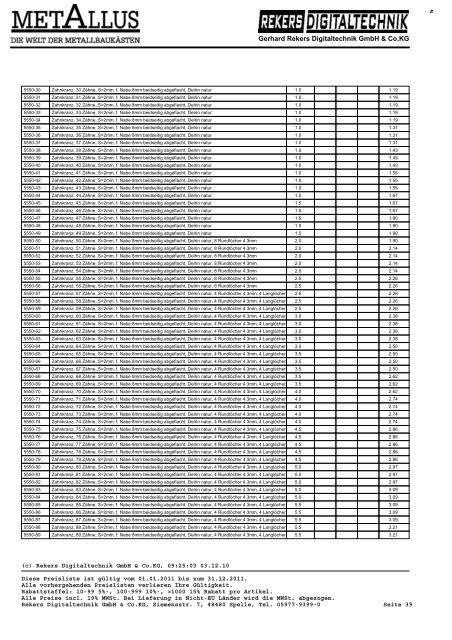 Preisliste - 2011 - Metallus