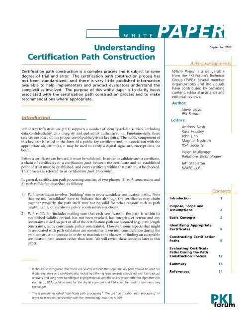 Understanding Certification Path Construction - oasis pki