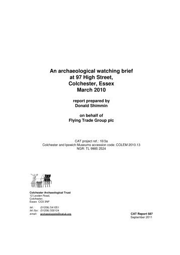 An archaeological watching brief at 97 High Street, Colchester ...