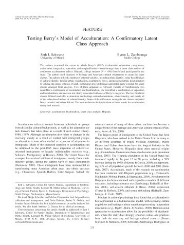 Testing Berry's Model of Acculturation - American Psychological ...