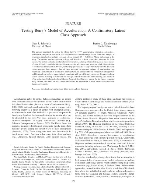 Testing Berry S Model Of Acculturation American Psychological Testing Berry S Model Of Acculturation American Psychological