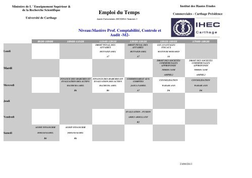 Emploi du Temps - IHEC