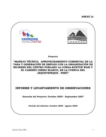 INFORME Y LEVANTAMIENTO DE OBSERVACIONES - Condesan