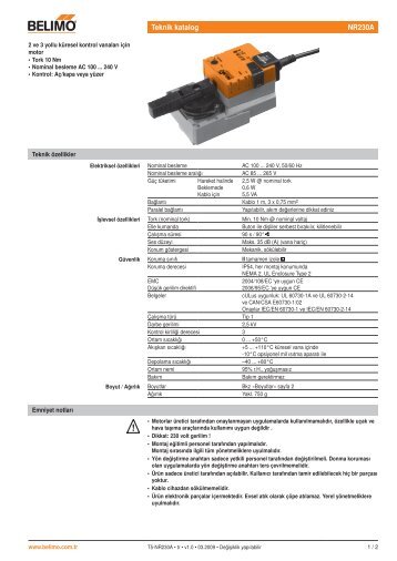 Teknik katalog NR230A - Belimo