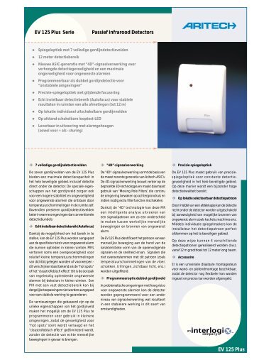 EV 125 Plus Serie Passief Infrarood Detectors EV 125 Plus