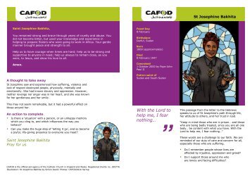 St Josephine Bakhita prayer card - Cafod