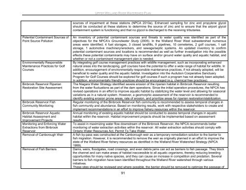 Upper Welland River Watershed Plan - Niagara Peninsula ...