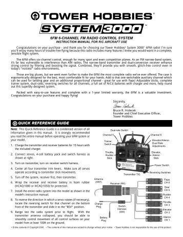 6fm 6-channel fm radio control system quick ... - Tower Hobbies