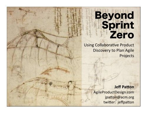 Beyond Sprint Zero - AgileProductDesign.com