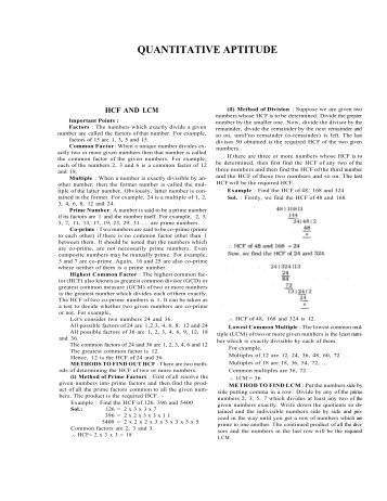 Unit 13- HCF and LCM