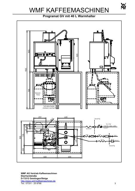 Programat GV Planungsinfo / Datenblatt - WMF Kaffeemaschinen