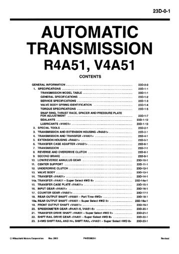 RWD Auto Transmission R4A51-V4A51 PWEE8920 ... - LIL EVO