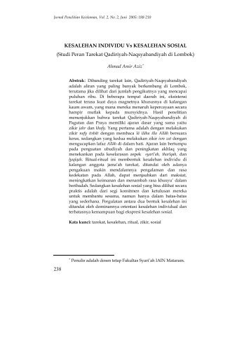 238 KESALEHAN INDIVIDU Vs KESALEHAN SOSIAL (Studi ... - idb3