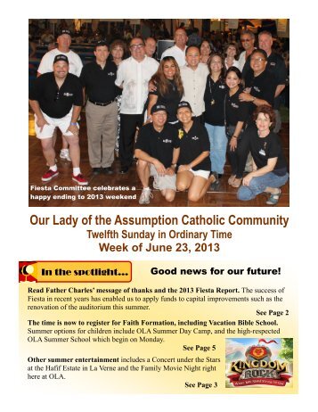 Bulletin for June 23 - Our Lady of the Assumption