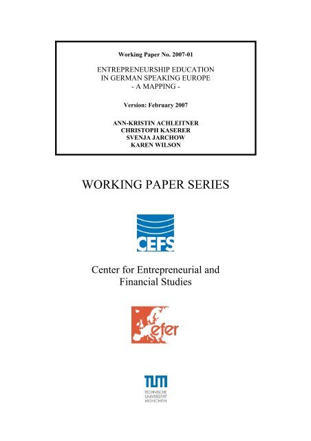 WORKING PAPER SERIES - (CEFS) an