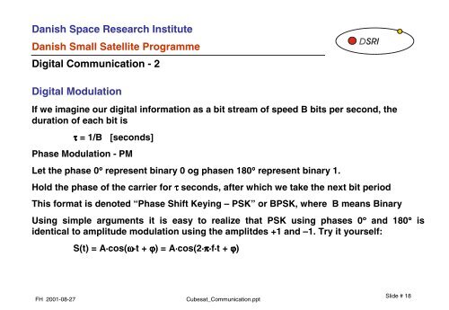 DTU Satellite Systems and Design Course CubeSat Communication