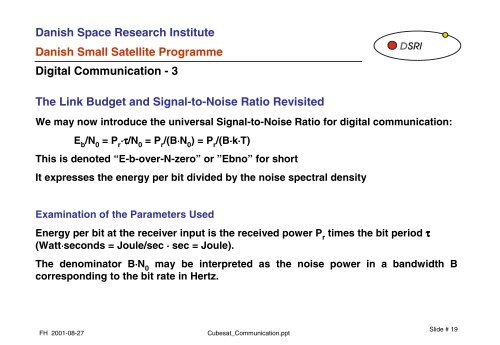 DTU Satellite Systems and Design Course CubeSat Communication