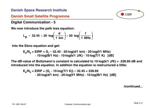 DTU Satellite Systems and Design Course CubeSat Communication