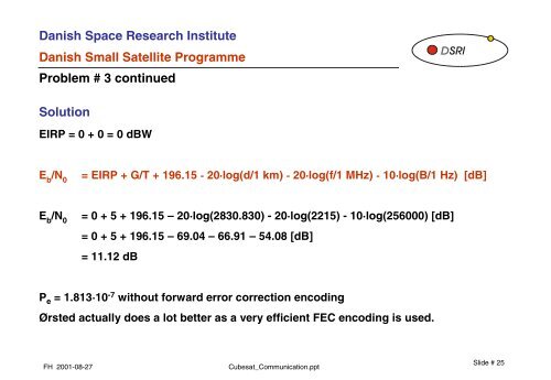 DTU Satellite Systems and Design Course CubeSat Communication