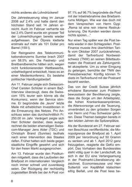 Informationsblatt der Region Basel Ausgabe 01/09 - syndicom ...