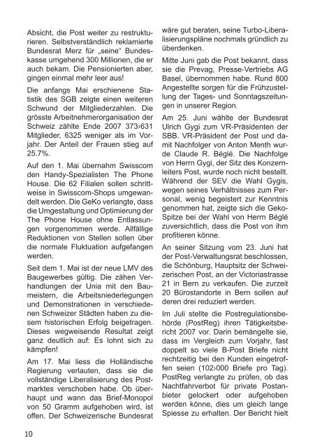 Informationsblatt der Region Basel Ausgabe 01/09 - syndicom ...
