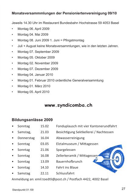 Informationsblatt der Region Basel Ausgabe 01/09 - syndicom ...