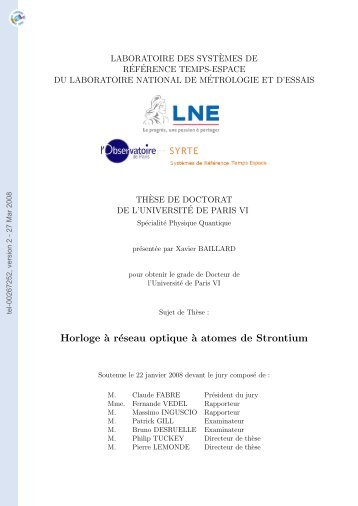 Horloge Ã  rÃ©seau optique Ã  atomes de Strontium