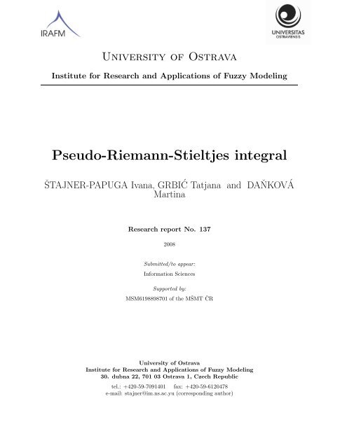 Pseudo-Riemann-Stieltjes integral - irafm