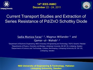 Presentation on Current Transport Studies ... - NED University