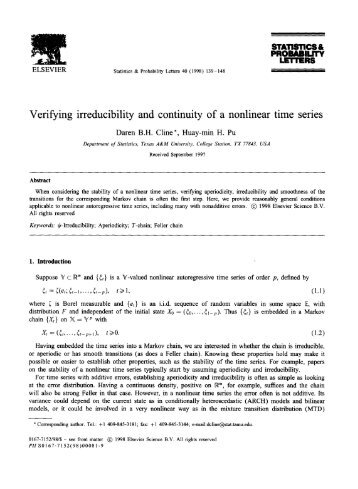 Verifying irreducibility and continuity of a nonlinear time series