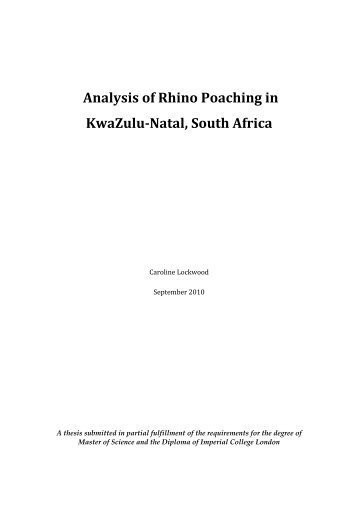 Analysis of Rhino Poaching in KwaZulu-Natal, South Africa