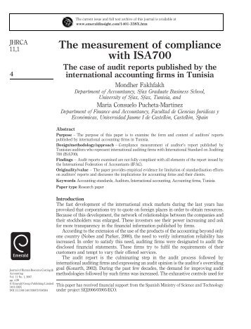 The measurement of compliance with ISA700 - Blog at UNY dot AC ...