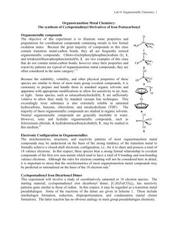 Organotransition Metal Chemistry: The synthesis of ...