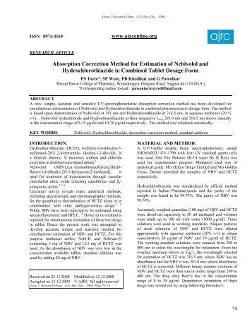 Absorption Correction Method for Estimation of Nebivolol and ...