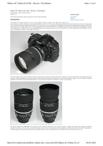 Seite 1 von 2 Nikkor AF 135mm f/2 D DC - Review / Test Report ...