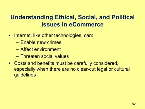 Ethical, social, and political issues in e-Commerce