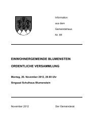 einwohnergemeinde blumenstein ordentliche versammlung